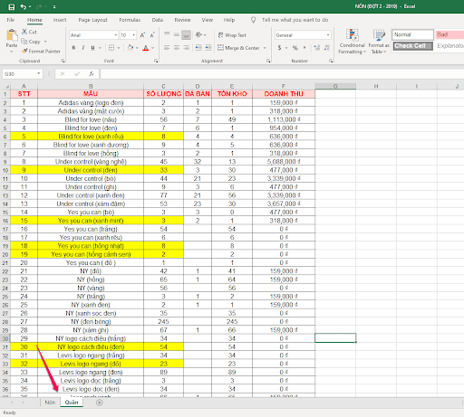 Cách ẩn nội dung trong Excel - hình 2