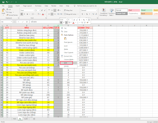 Cách ẩn nội dung trong Excel - hình 3