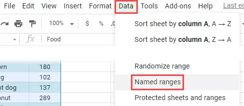 Sử dụng hàm VLOOKUP trong Google Sheet để tính toán lượng calo - hình 2