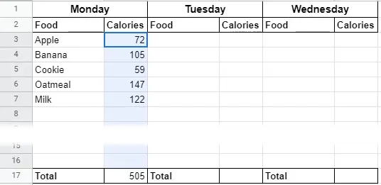 Sử dụng hàm VLOOKUP trong Google Sheet để tính toán lượng calo - hình 10