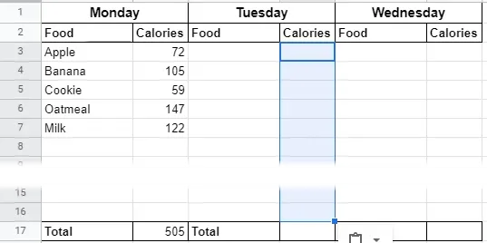 Sử dụng hàm VLOOKUP trong Google Sheet để tính toán lượng calo - hình 11